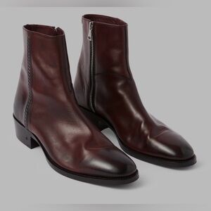 John Varvatos Ludlow Chain Zip Leather Boots Bordeaux Size 7 New With Box $998
